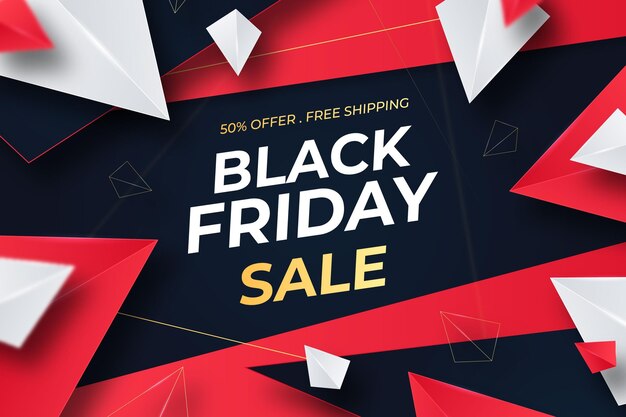 Realistic polygonal black friday background