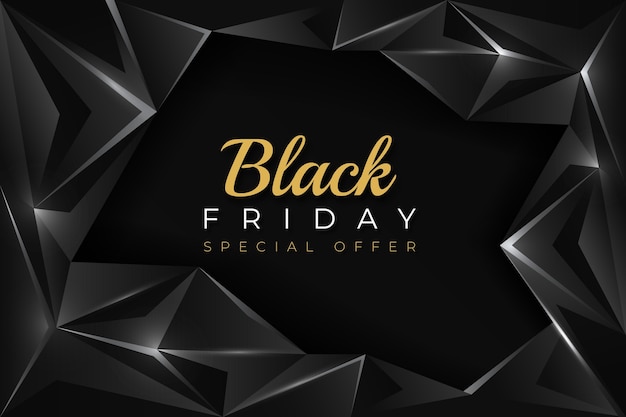 Realistic polygonal black friday background