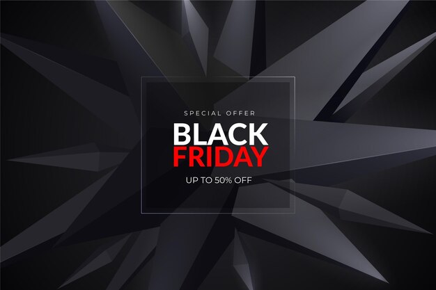 Realistic polygonal black friday background