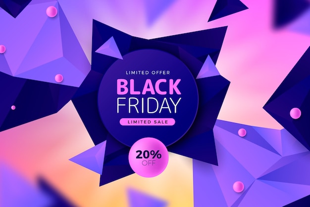 Realistic polygonal black friday background