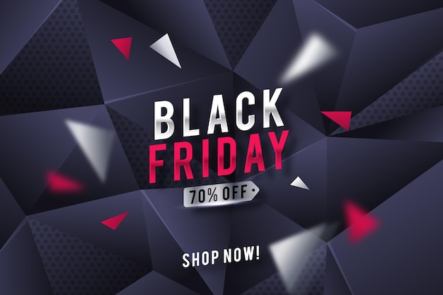 Free vector realistic polygonal black friday background