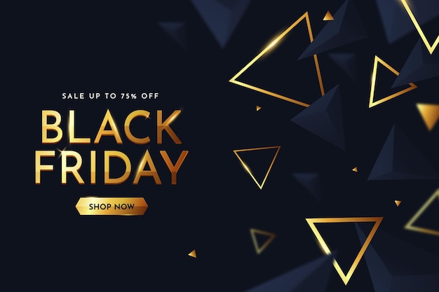 Realistic polygonal black friday background