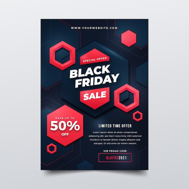 Free vector realistic polygonal black friday vertical sale poster template