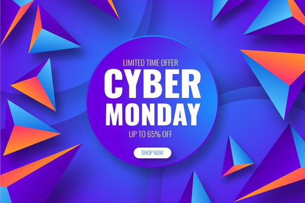 Realistic polygonal cyber monday background