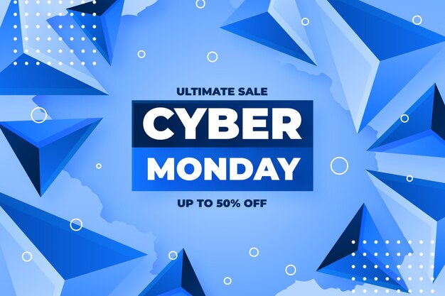 Realistic polygonal cyber monday background