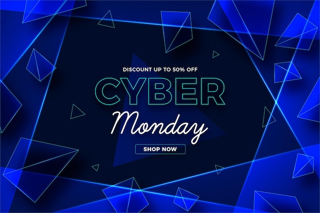 Free vector realistic polygonal cyber monday background