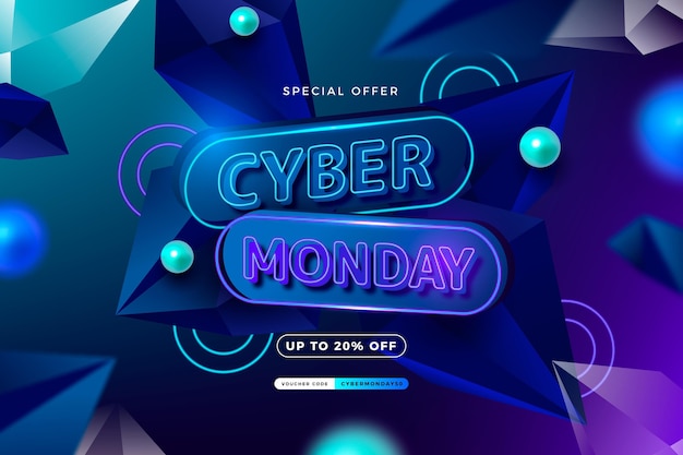 Free vector realistic polygonal cyber monday background