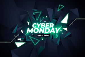 Realistic polygonal cyber monday background