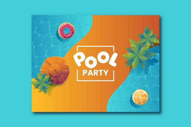 Realistic pool party photocall template