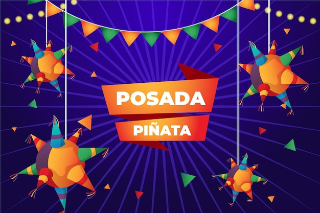 Free vector realistic posada pinata and banner