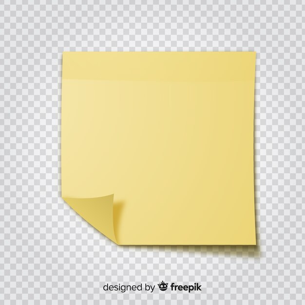 Realistic post note on transparent background