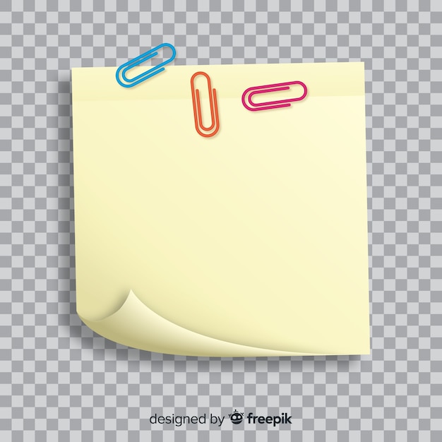 Realistic post note on transparent background