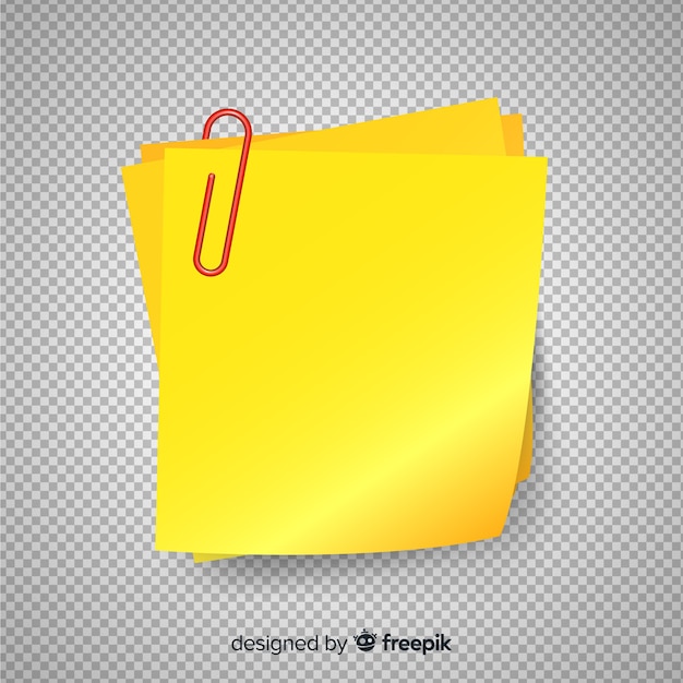 Realistic post note on transparent background