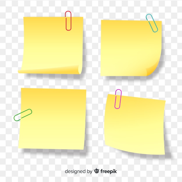 Free vector realistic post note on transparent background