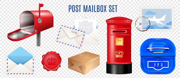 現実的な郵便要素透明セット