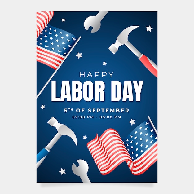 Free vector realistic poster template for labor day celebration