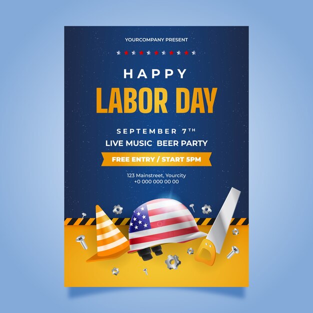 realistic poster template for labor day celebration