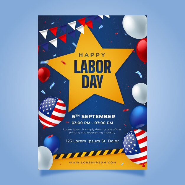 Realistic poster template for labor day celebration