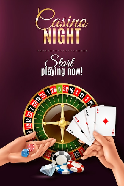 Realistic poster with casino gambling hand games