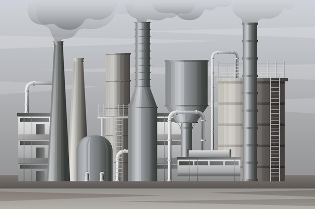 Realistic power plant illustration