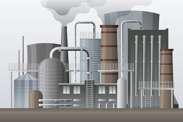 Бесплатное векторное изображение Реалистичная иллюстрация электростанции