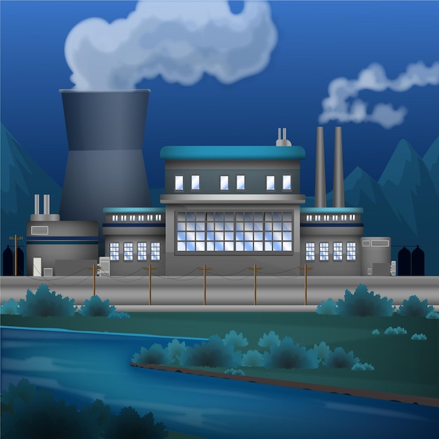 Free vector realistic power plant illustration