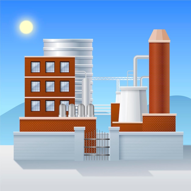 Realistic power plant illustration