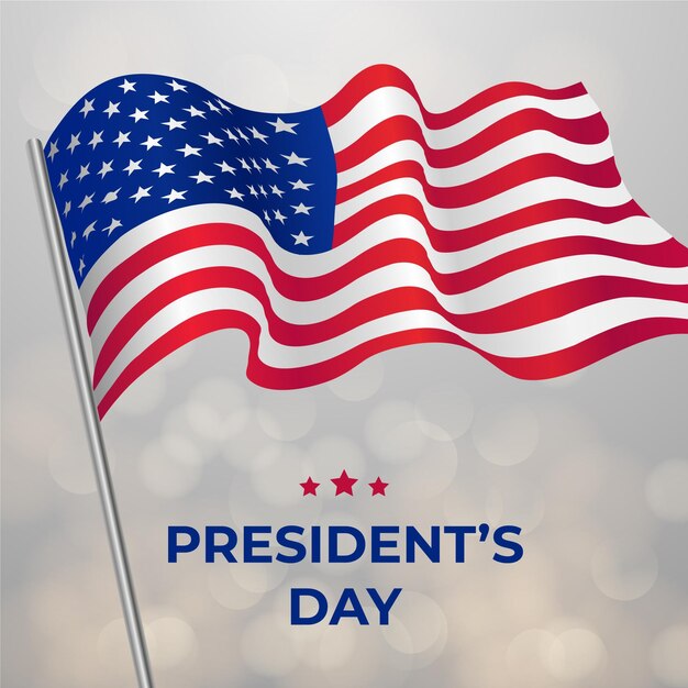 Realistic president's day event with flag