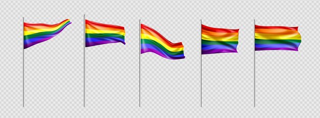 Realistic pride day flag collection