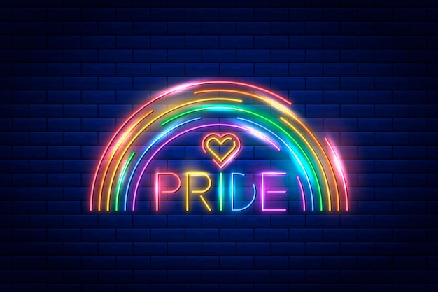 Realistic pride day neon sign