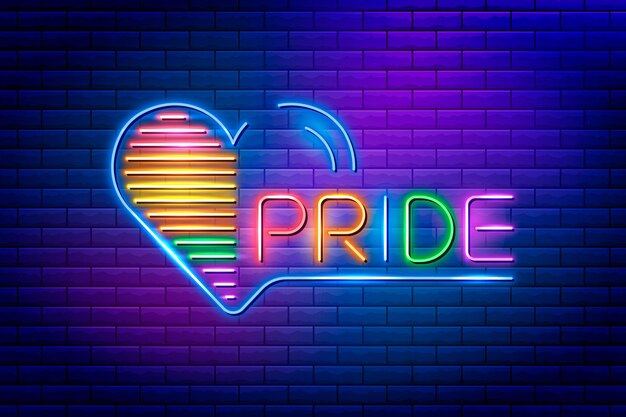 Realistic pride day neon sign