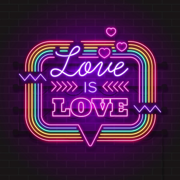 Realistic pride day neon sign