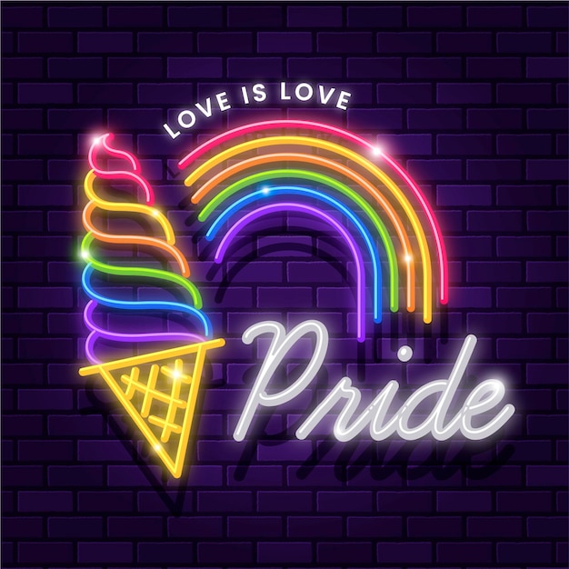 Realistic pride day neon sign