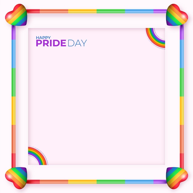 Free vector realistic pride day social media frame template