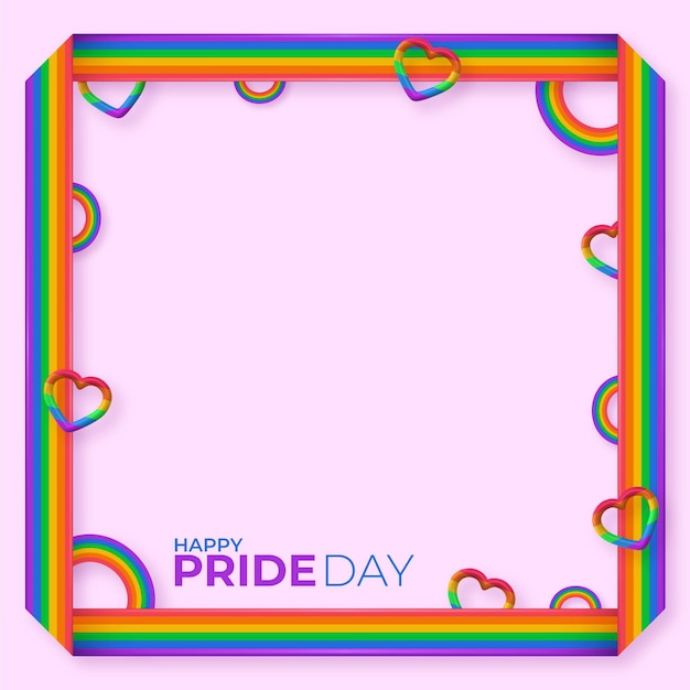 Free vector realistic pride day social media frame template