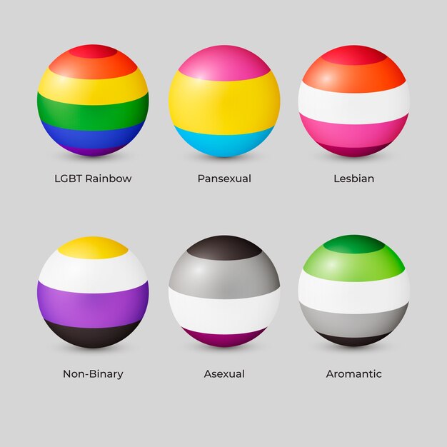 Realistic pride month flags collection