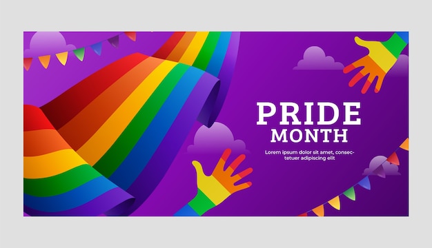 Realistic pride month horizontal banner template