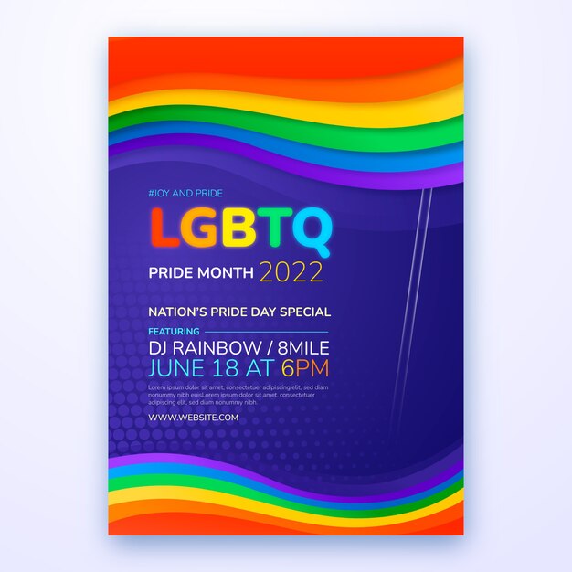 Realistic pride month vertical poster template