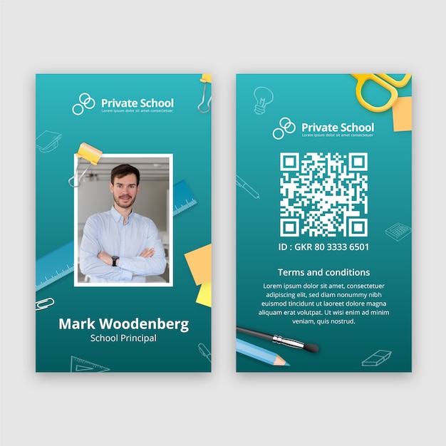 Realistic private school id card template