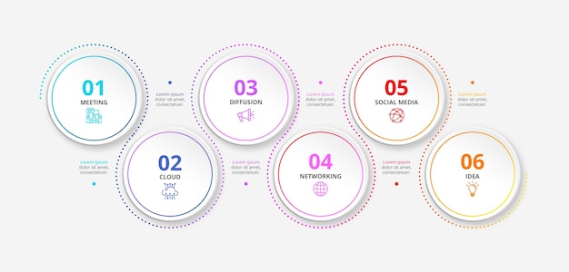 무료 벡터 현실적인 프로세스 infographic 템플릿