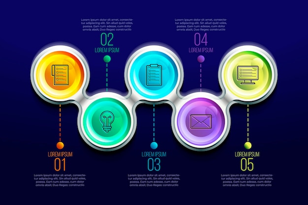 Modello di infografica di processo realistico