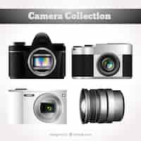 Vettore gratuito realistico fotocamera professionale collezione