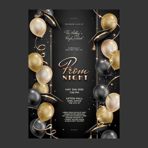 Free vector realistic prom invitation template