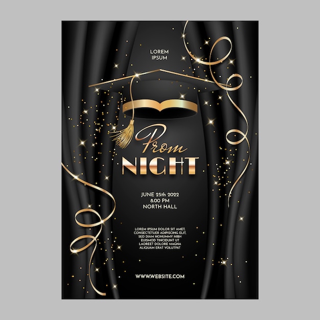 Realistic prom poster template