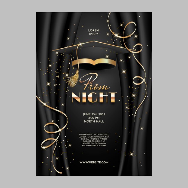 Realistic prom poster template