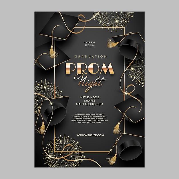Realistic prom poster template