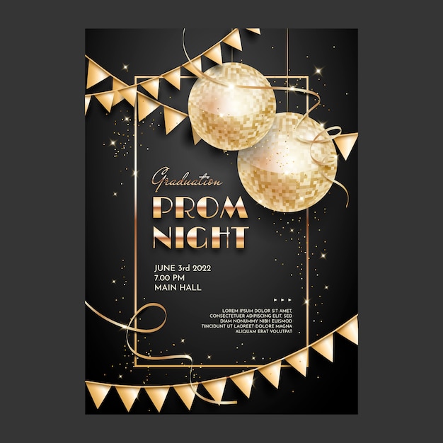 Free vector realistic prom vertical poster template