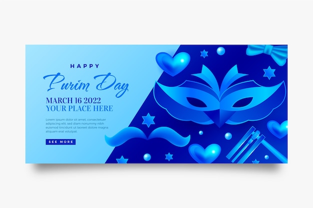 Free vector realistic purim horizontal banner