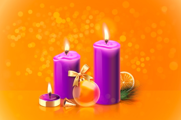 Реалистичные фиолетовые свечи иллюстрации