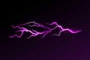 Free vector realistic purple lightning effect